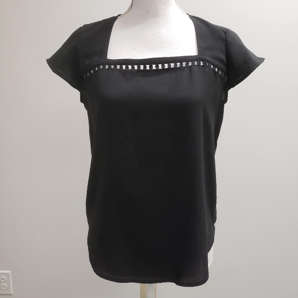 Ann Taylor Factory Womens Black Top Blouse Size Small
